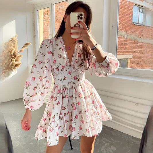 Jessamin - Fashionable summer dress with floral designs for women