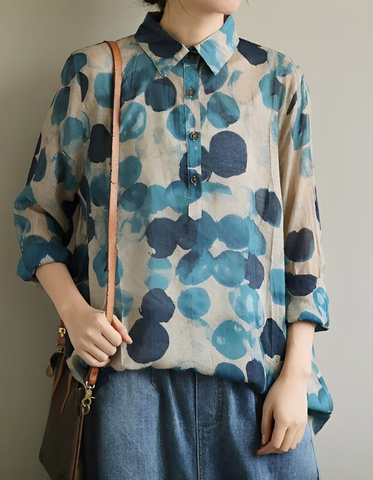 Jodie - Stylish blouses with a polka dot collar for women